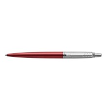Golyóstoll, 0,7 mm, ezüst színű klip, Kensigton piros tolltest, PARKER "Royal Jotter", kék
