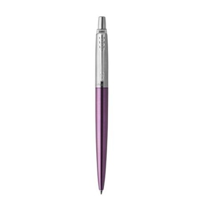 Golyóstoll, 0,7 mm, ezüst színű klip, victoria ibolya kék tolltest, PARKER, "Royal Jotter", kék