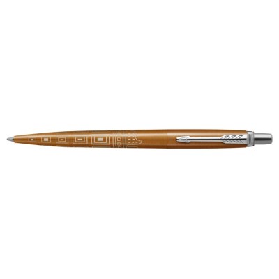 Golyóstoll, 0,7 mm, ezüst színű klip, mintás tolltest, PARKER, "Royal Jotter Róma", kék