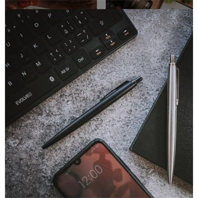 Golyóstoll, 0,7 mm, nyomógombos, fekete színű klip, matt fekete tolltest, PARKER, "Royal Jotter XL", kék