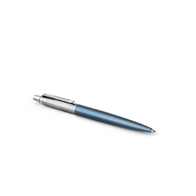 Golyóstoll, 0,7 mm, ezüst színű klip, Waterloo kék tolltest, PARKER "Royal Jotter", kék