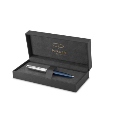 Golyóstoll, 0,7 mm rotációs, ezüst színű klip, kék tolltest, PARKER "Royal 51 Core", fekete