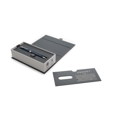 Golyóstoll, 1 mm, rotációs, kék tolltest, ezüst klip, PARKER "Royal Sonnet", kék
