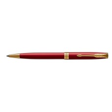 Golyóstoll, 1 mm, rotációs, piros tolltest, arany klip, PARKER "Royal Sonnet", kék