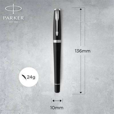 Töltőtoll, ezüst színű klip, matt fekete színű tolltest, PARKER "Royal Urban Twist"