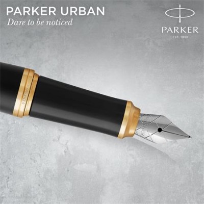 Töltőtoll, arany színű klip, matt fekete színű tolltest, PARKER "Royal Urban Twist"