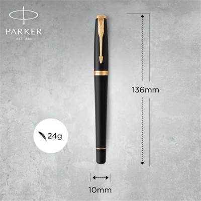 Töltőtoll, arany színű klip, matt fekete színű tolltest, PARKER "Royal Urban Twist"