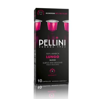 Kávékapszula, Nespresso® kompatibilis, 10 db, PELLINI, "Lungo"