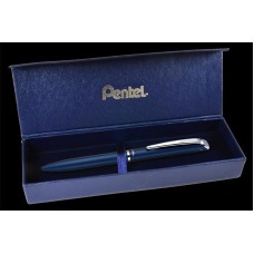Zseléstoll, 0,35 mm, rotációs, diplomatakék tolltest, PENTEL "EnerGel BL-2007" fekete, ajándék kék betéttel