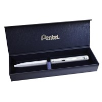 Zseléstoll, 0,35 mm, rotációs, ezüst tolltest, PENTEL "EnerGel BL-2007" fekete, ajándék kék betéttel