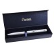Zseléstoll, 0,35 mm, rotációs, ezüst tolltest, PENTEL "EnerGel BL-2007" fekete, ajándék kék betéttel