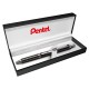 Zseléstoll, 0,35 mm, nyomógombos, fekete tolltest, PENTEL "EnerGel BL-407" fekete, ajándék kék tollbetéttel