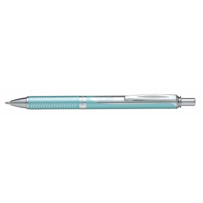 Zseléstoll, 0,35 mm, nyomógombos, aquamarin tolltest, PENTEL "EnerGel BL-407" fekete, ajándék kék tollbetéttel