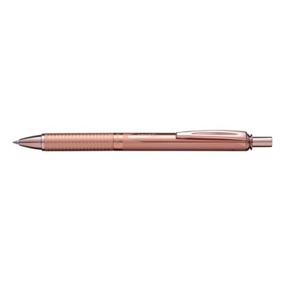 Zseléstoll, 0,35 mm, nyomógombos, rosegold tolltest, PENTEL "EnerGel BL-407" fekete, ajándék kék tollbetéttel