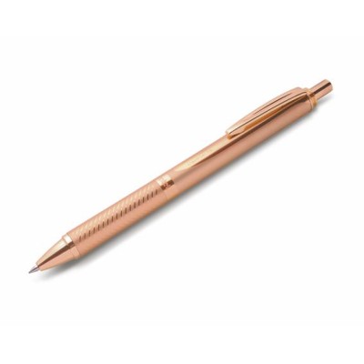Zseléstoll, 0,35 mm, nyomógombos, rosegold tolltest, PENTEL "EnerGel BL-407" fekete, ajándék kék tollbetéttel