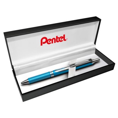 Rollertoll, 0,35 mm, nyomógombos, égszínkék tolltest, PENTEL "EnerGel BL-407" kék