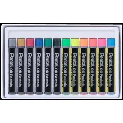 Olajpasztell kréta, PENTEL, "Arts", 12 különböző fluoreszkáló és metál szín