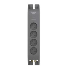 Elosztósor, 4 csatlakozóaljzat, túlfeszültség-védelemmel, 2 m kábel, PHILIPS, sötétszürke
