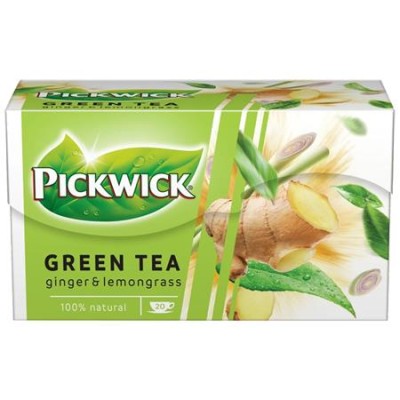 Zöld tea, 20x1,5 g, PICKWICK, gyömbér-citromfű