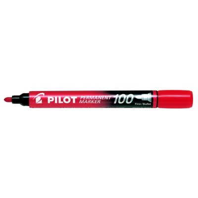Alkoholos marker, 1 mm, kúpos, PILOT "Permanent Marker 100", piros