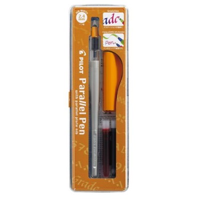 Töltőtoll, 0,5-2,4 mm, narancssárga kupak, PILOT "Parallel Pen"