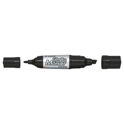 Alkoholos marker, 4/4,8-7 mm, kétvégű, PILOT "Twin Jumbo", fekete