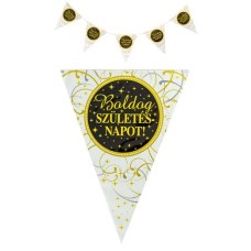 Zászló, 3,6 m, műanyag, "Boldog Szülinapot", elegáns
