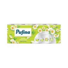 Toalettpapír, 3 rétegű, kistekercses, 10 tekercs, PUFINA "Chamomile", kamilla illattal