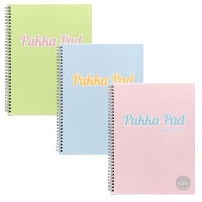 Spirálfüzet, A4, vonalas, 100 lap, PUKKA PAD "Pastel Jotta Pad", vegyes szín