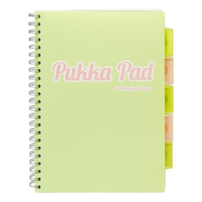 Spirálfüzet, A4, vonalas, 100 lap, PUKKA PAD "Pastel project book", vegyes szín