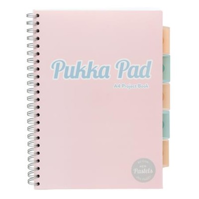 Spirálfüzet, A4, vonalas, 100 lap, PUKKA PAD "Pastel project book", vegyes szín