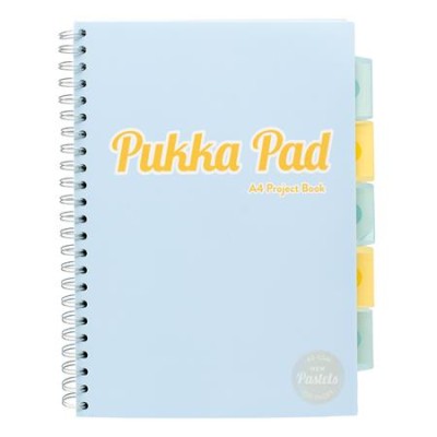 Spirálfüzet, A4, vonalas, 100 lap, PUKKA PAD "Pastel project book", vegyes szín
