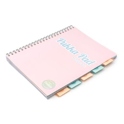 Spirálfüzet, A4, vonalas, 100 lap, PUKKA PAD "Pastel project book", vegyes szín