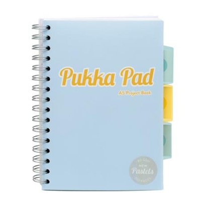 Spirálfüzet, A5, vonalas, 100 lap, PUKKA PAD "Pastel project book", vegyes szín
