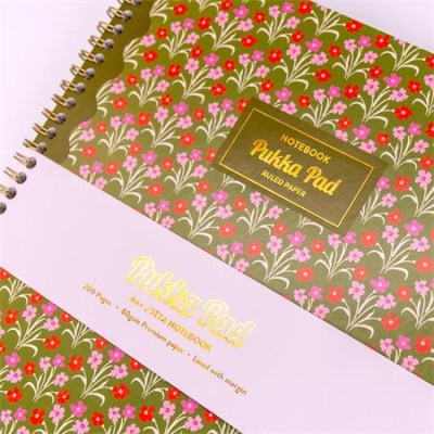 Spirálfüzet, A4+, vonalas, 100 lap, PUKKA PAD "Floral Jotta Notebook", vegyes minta