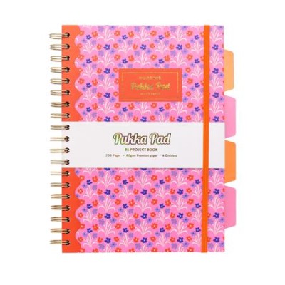 Spirálfüzet, B5, vonalas, 100 lap, PUKKA PAD "Floral Project Book", vegyes minta Spirálfüzet, B5, vonalas, 100 lap, PUKKA PAD "Floral Project Book", vegyes minta