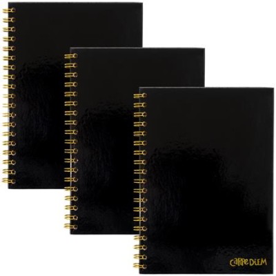 Spirálfüzet, B5, vonalas, 80 lap, FSC, PUKKA PAD "Carpe Diem", fekete