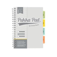 Spirálfüzet, B5, PUKKA PAD "Study book", szürke