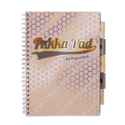 Spirálfüzet, A4, vonalas, elválasztóval, 100 lap, PUKKA PAD "Haze Project Book", vegyes szín
