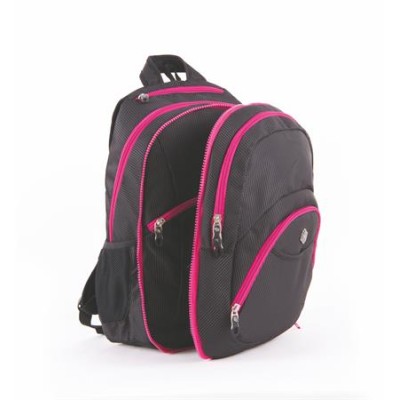 Hátizsák, 2in1, notebook tartóval és audió csatlakozóval, PULSE "Teens", pink-fekete