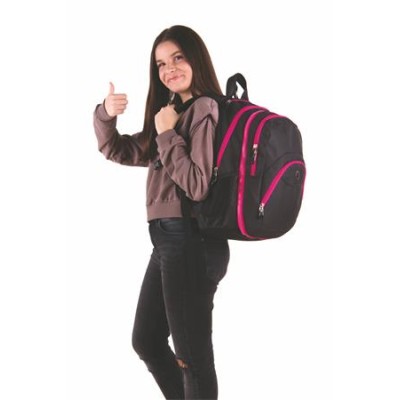 Hátizsák, 2in1, notebook tartóval és audió csatlakozóval, PULSE "Teens", pink-fekete