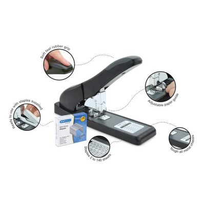 Tűzőgép, nagyteljesítményű, 923/6-17, 140 lap, RAPESCO "ECO HD-140", fekete
