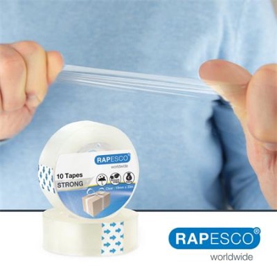 Ragasztószalag, 19 mm x 33 m, RAPESCO, 10 db,  áttetsző