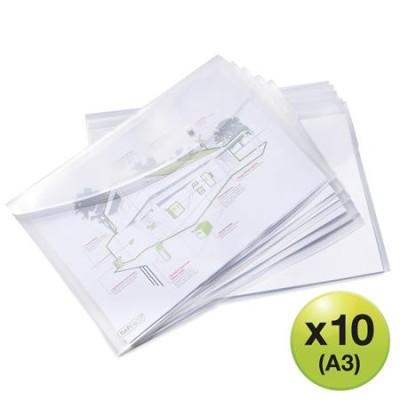 Irattartó tasak, A3, PP, patentos, RAPESCO "Eco", áttetsző