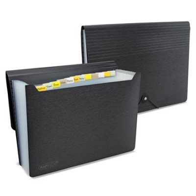 Harmonikamappa, A4, PP, 13 rekeszes, RAPESCO "Eco GRS Recycled", matt fekete