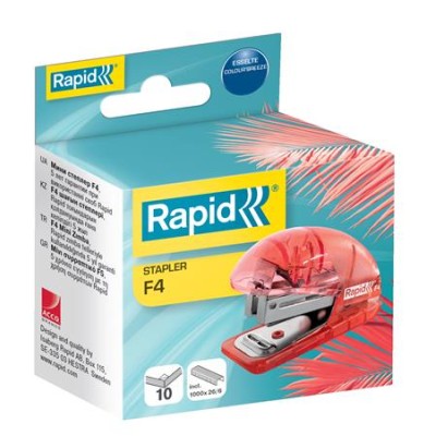 Tűzőgép, mini, 24/6, 26/6, 10 lap, RAPID "Colour`Breeze", korall