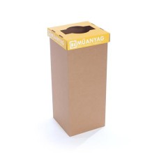 Szelektív hulladékgyűjtő, újrahasznosított, 50 l, RECOBIN "Office", sárga