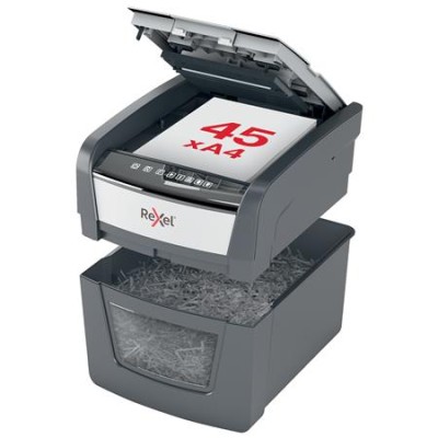 Iratmegsemmisítő, konfetti, 45 lap, REXEL "Optimum AutoFeed 45X"
