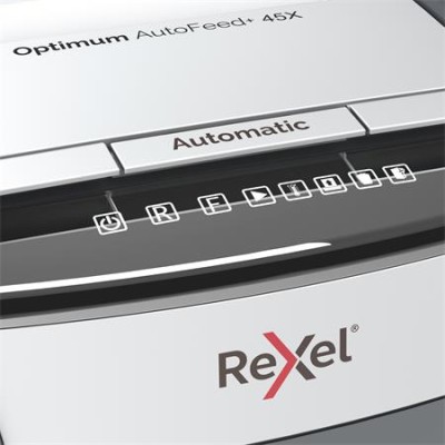 Iratmegsemmisítő, konfetti, 45 lap, REXEL "Optimum AutoFeed 45X"