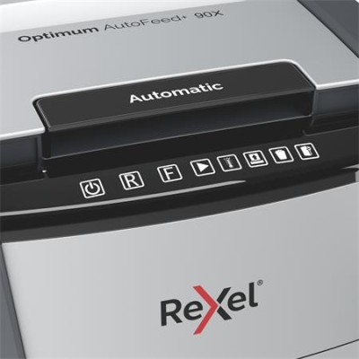 Iratmegsemmisítő, konfetti, 90 lap, REXEL, "Optimum AutoFeed+ 90X"